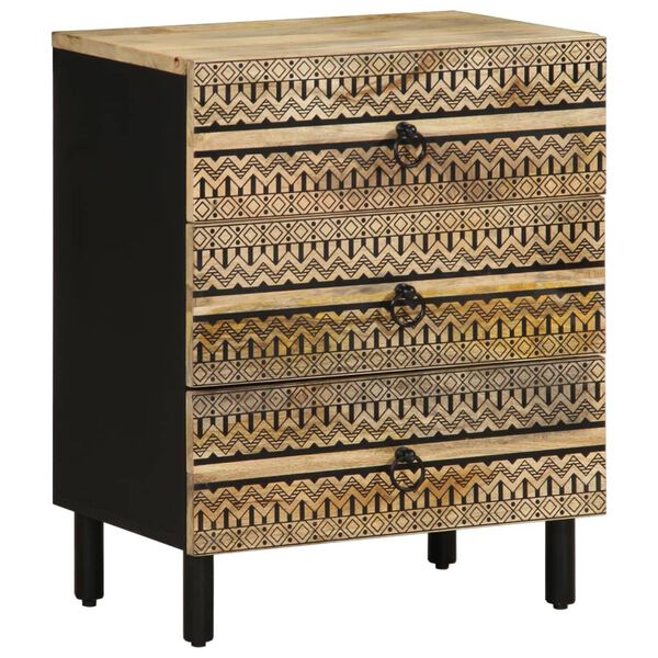 vidaXL Krevetni ormarić crni 50x33x62 cm Puno grubo drvo Mango