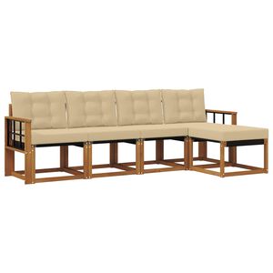 vidaXL Set vanjskih sofa 5 kom. 5-sjedala Prirodna i bež