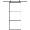 vidaXL Klizna vrata s priborom crna 90 x 205 cm od ESG stakla