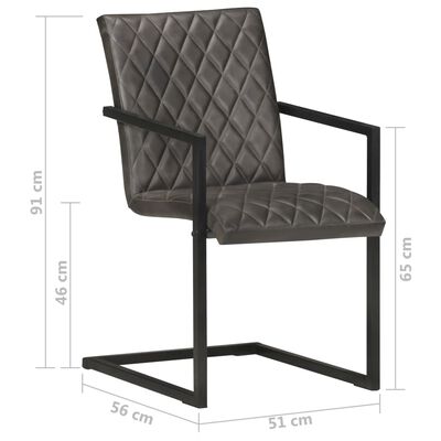 vidaXL Konzolne blagovaonske stolice 6 kom sive od prave kože