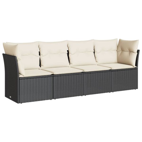 vidaXL 4-dijelni set vrtnih sofa od poliratana s jastucima crni