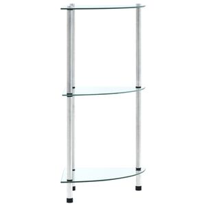 vidaXL Police s 3 razine prozirne 30 x 30 x 67 cm od kaljenog stakla