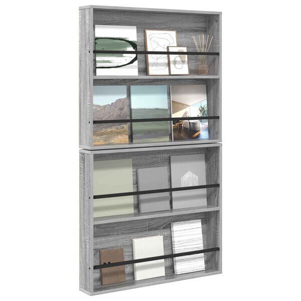 vidaXL Polica za časopise s policom 2 pcs Siva Sonoma 80 x 12 x 70 cm