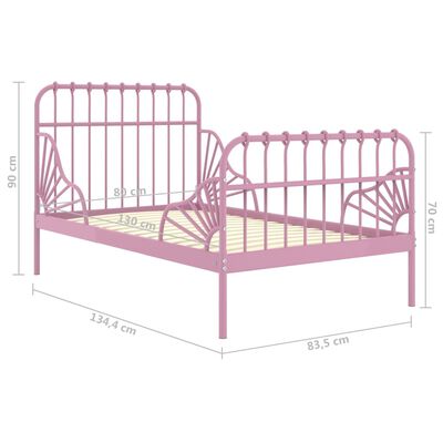 vidaXL Produživi okvir za krevet ružičasti metalni 80 x 130/200 cm