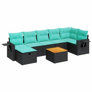 vidaXL 8-dijelni set vrtnih sofa od poliratana s jastucima crni