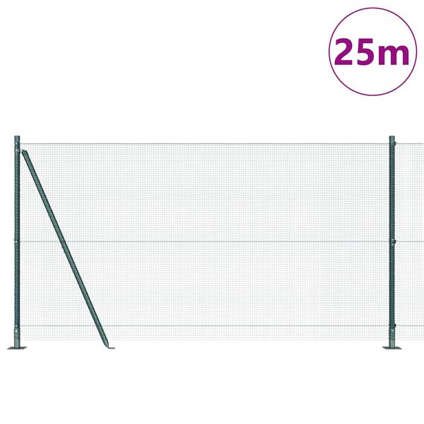 vidaXL Stup za ogradu Zelena 25 x 1,2 m (mreža 12 x 12 mm) Čelik i PVC