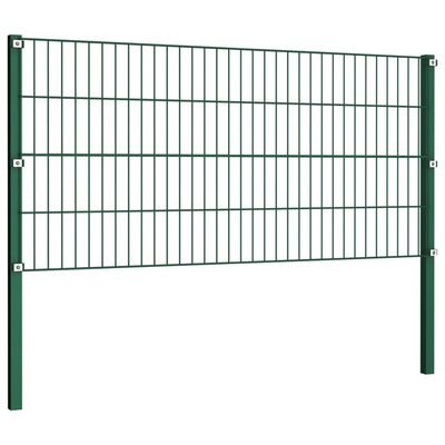 vidaXL Panel za ogradu sa stupovima željezni 13,6 m zeleni