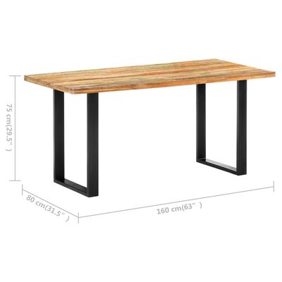 vidaXL Blagovaonski stol od masivnog obnovljenog drva 160 x 80 x 75 cm
