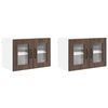 vidaXL Zidni stakleni ormarić PORTO 2 pcs Smeđi hrast 60 x 31 x 40 cm