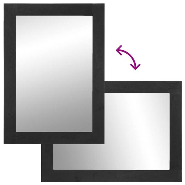 vidaXL Kupaonsko ogledalo crno 50x70x2,5 cm konstruirano drvo i mesing