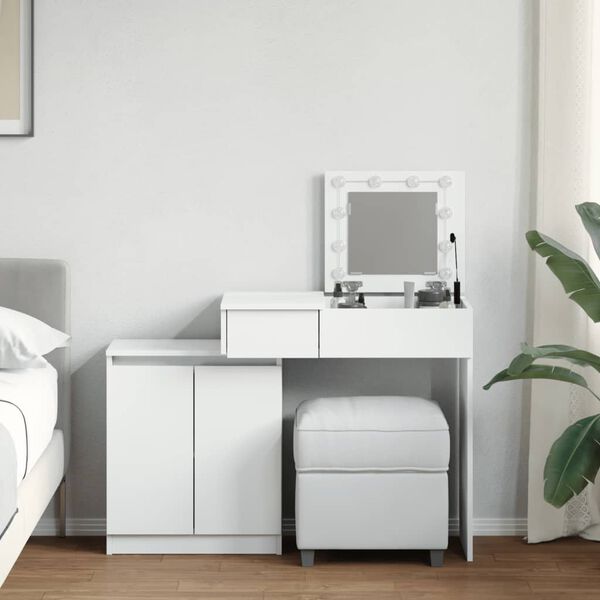 vidaXL Toaletni stolić s LED svjetlima bijeli 115 x 37 x 110,5 cm
