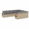 vidaXL 10-dijelni set vrtnih sofa s jastucima bež od poliratana