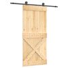 vidaXL Klizna vrata Prirodna i crna 95 x 210 cm Čvrsta borovina