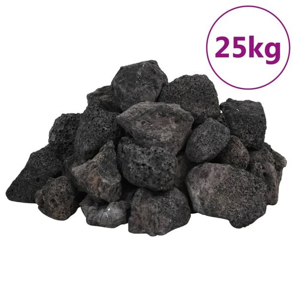vidaXL Vulkansko kamenje 25 kg crno 3-5 cm