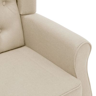 vidaXL Fotelja od tkanine s tabureom krem
