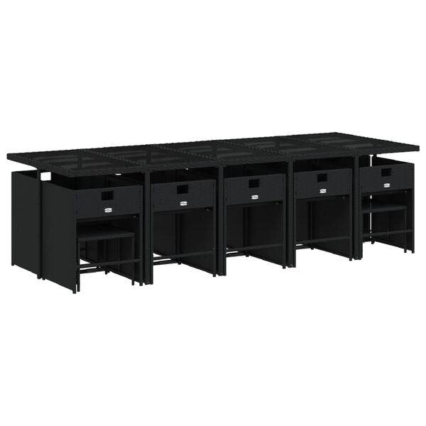 vidaXL 15-dijelni vrtni blagovaonski set s jastucima poliratan crni