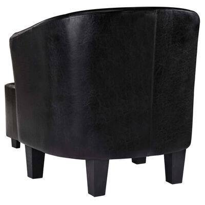 vidaXL Fotelja od umjetne kože s osloncem za noge crna