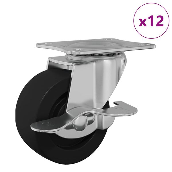 vidaXL Kaster 12 pcs Crna i srebrna 50,7 x 50,7 x 24,4 mm