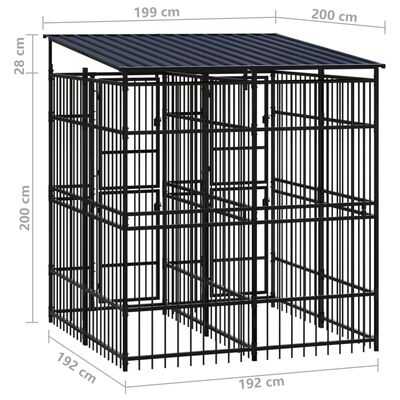 vidaXL Vanjski kavez za pse s krovom čelični 3,69 m²