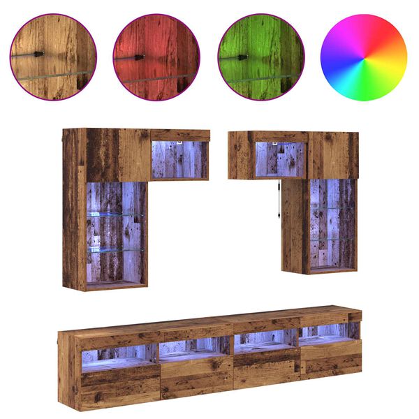 vidaXL TV zidne jedinice Zidne 6 pcs Crni hrast 100 x 30 x 40 cm