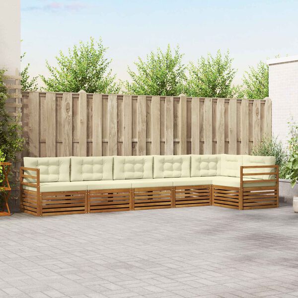 vidaXL Set vanjskih sofa s jastukom 6 pcs Prirodna i krem