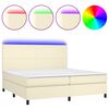 vidaXL Krevet box spring s madracem LED krem 200x200cm od umjetne kože