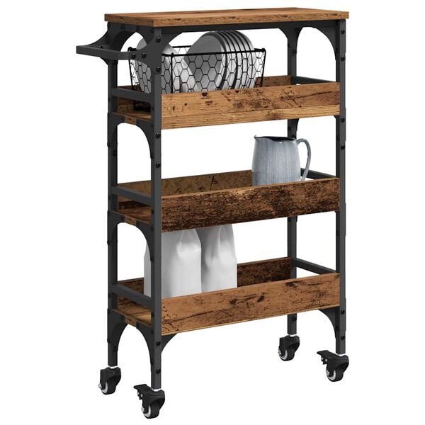 vidaXL Kuhinjski kolica Staro drvo 53 x 20 x 76 cm Konstruirano drvo