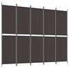 vidaXL Sobna pregrada s 5 panela smeđa 250 x 200 cm od tkanine