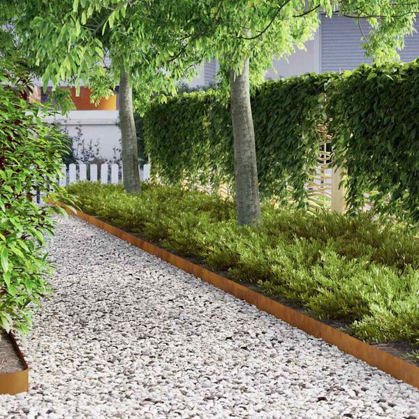 vidaXL Ograda oko Travnjaka 4 pcs Rđa 450 x 0.05 x 15 cm