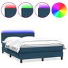 vidaXL Box Spring krevet s madracem i LED tamnoplavi 140x220 cm bar&scaron;un