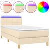 vidaXL Krevet box spring s madracem LED krem 90x190 cm od tkanine