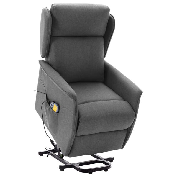 vidaXL Masažna fotelja na podizanje od tkanine svjetlosiva