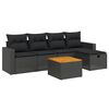 vidaXL 6-dijelni set vrtnih sofa s jastucima crni od poliratana