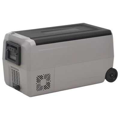 vidaXL Prijenosni hladnjak s kotačima i adapterom crno-sivi 60 L PP/PE