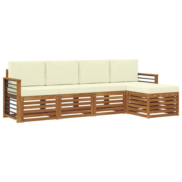 vidaXL Setovi sofa 5 pcs Prirodna i krem Čvrsto drvo akacije