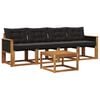 vidaXL Set vanjskih sofa s jastukom 5 pcs Prirodna i crna