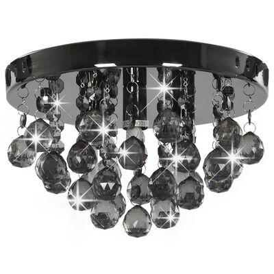 vidaXL Stropna svjetiljka sa zamagljenim perlama crna okrugla G9
