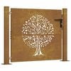 vidaXL Vrtna vrata 100x100 cm Corten čelik Dizajn stabla