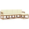vidaXL Set vanjskih sofa 5 pcs Prirodna i krem Čvrsto drvo akacije