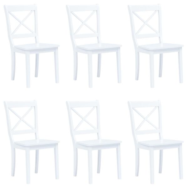 vidaXL Blagovaonske stolice od masivnog drva kaučukovca 6 kom bijele