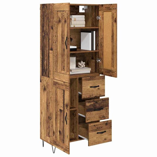 vidaXL Highboard Staro drvo 69,5 x 34 x 180 cm Konstruirano drvo