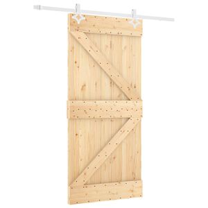 vidaXL Klizna vrata 90 x 210 cm Masivna borovina Prirodna i bijela