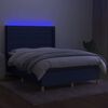 vidaXL Krevet box spring s madracem LED plavi 140x200 cm od tkanine