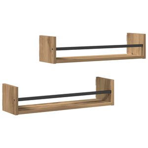 vidaXL Polica na zidu 2 kom. Umjetnički hrast 60 x 16 x 14 cm