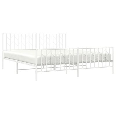 vidaXL Metalni okvir kreveta uzglavlje i podnožje bijeli 183x213 cm