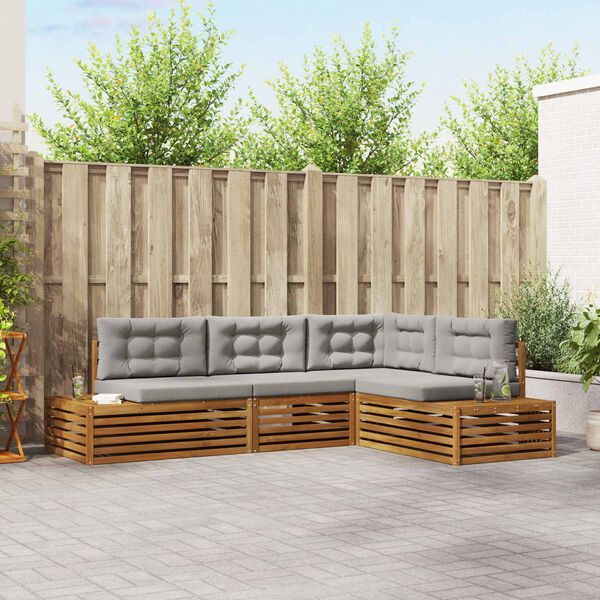 vidaXL Set vanjskih sofa s jastukom 4 Komad Prirodna i svijetlo siva