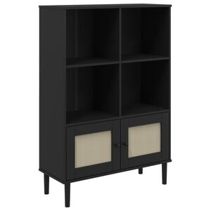 vidaXL Regal za knjige SENJA izgled ratana crni 90x35x130 cm borovina
