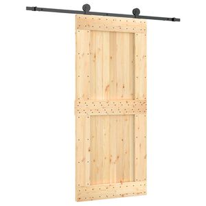 vidaXL Klizna vrata Prirodna i crna 90 x 210 cm Čvrsta borovina