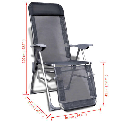 vidaXL Vrtne sklopive stolice 2 kom aluminijum i tekstilen sive