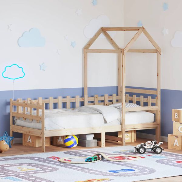 vidaXL Dnevni krevet s krovom 90x200 cm od masivne borovine